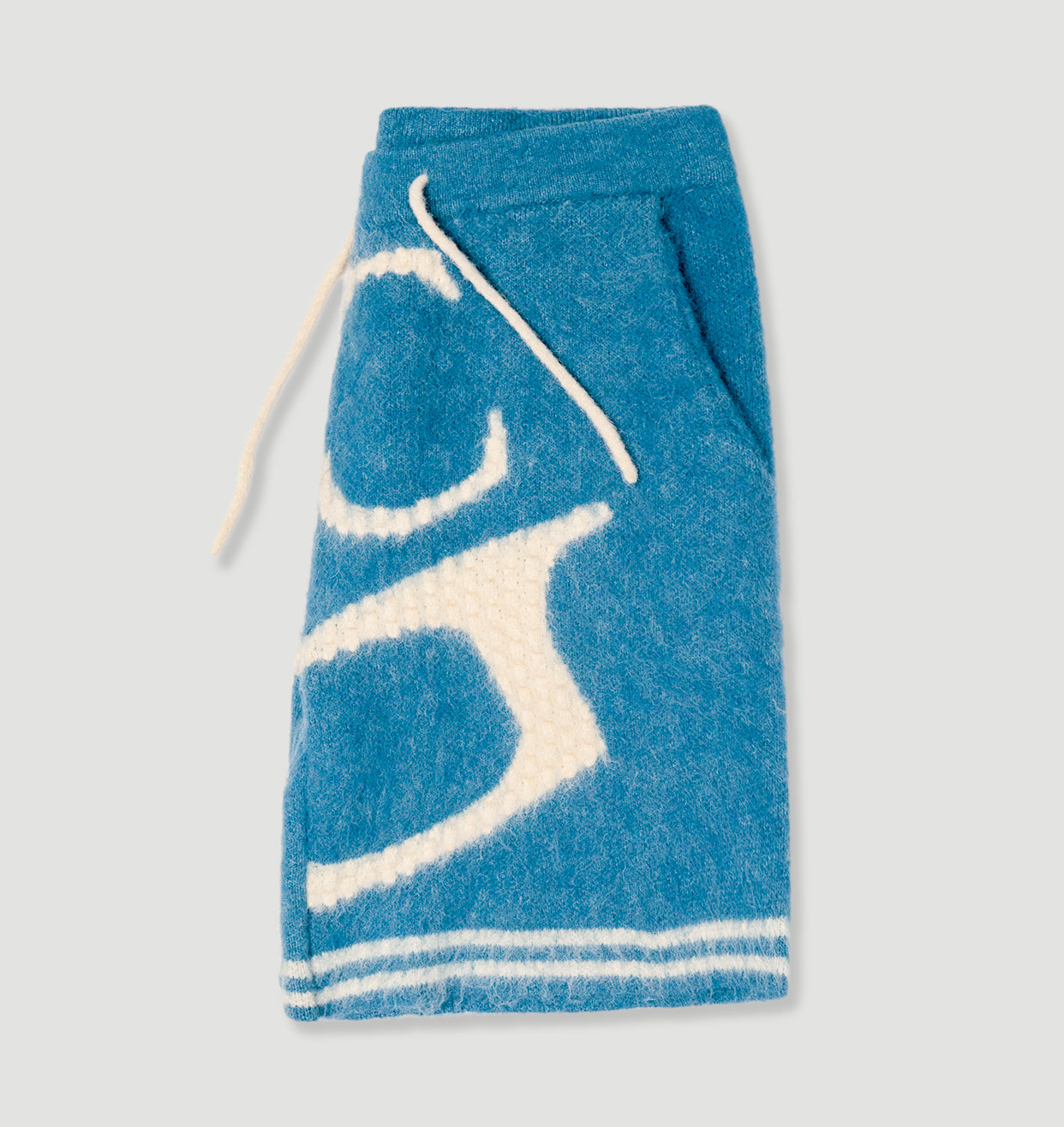 Mohair short- Cerulean/Ivory