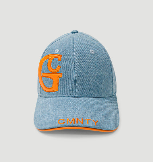 Denim/leather- strap logo ball cap