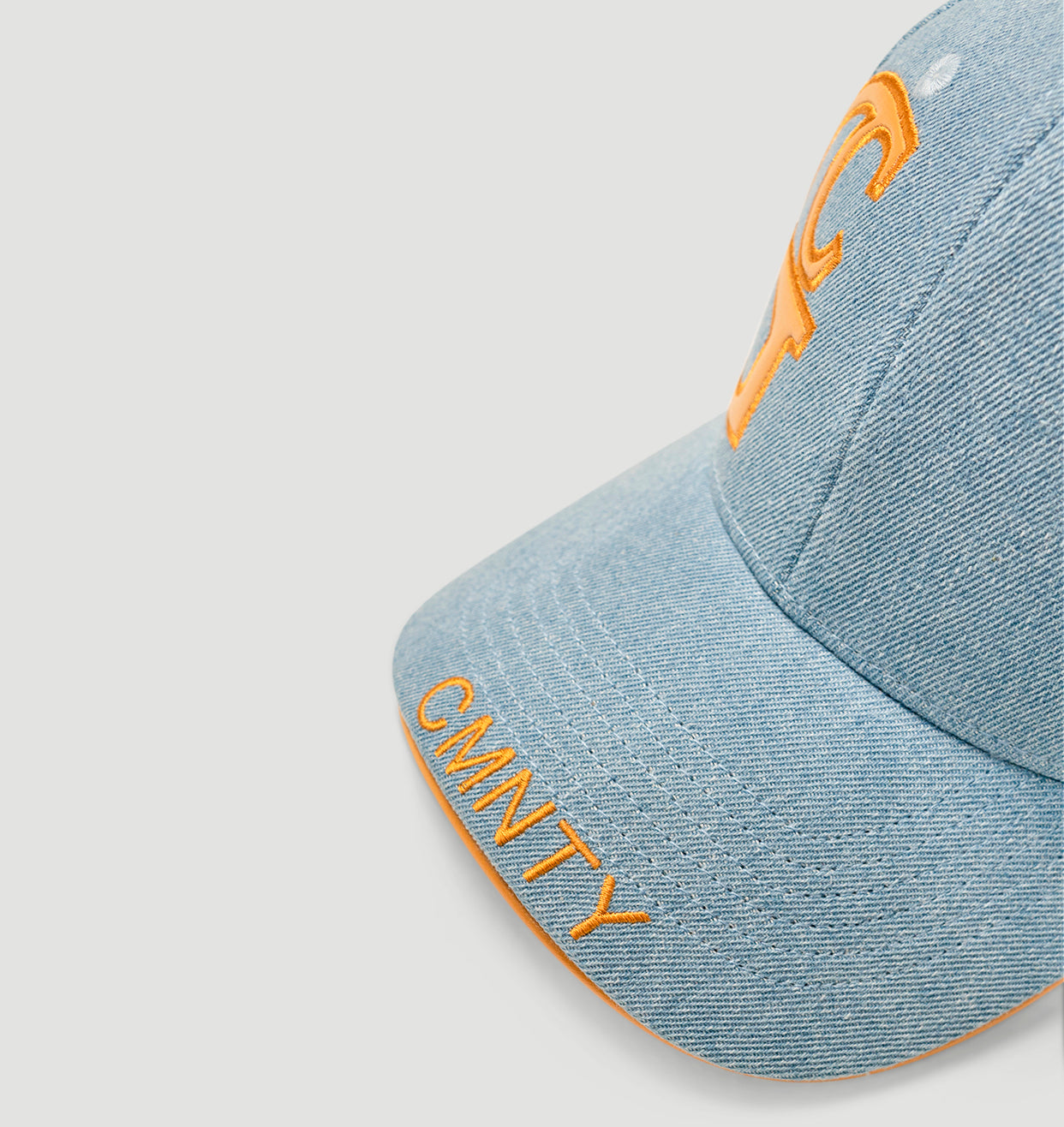 Denim/leather- strap logo ball cap