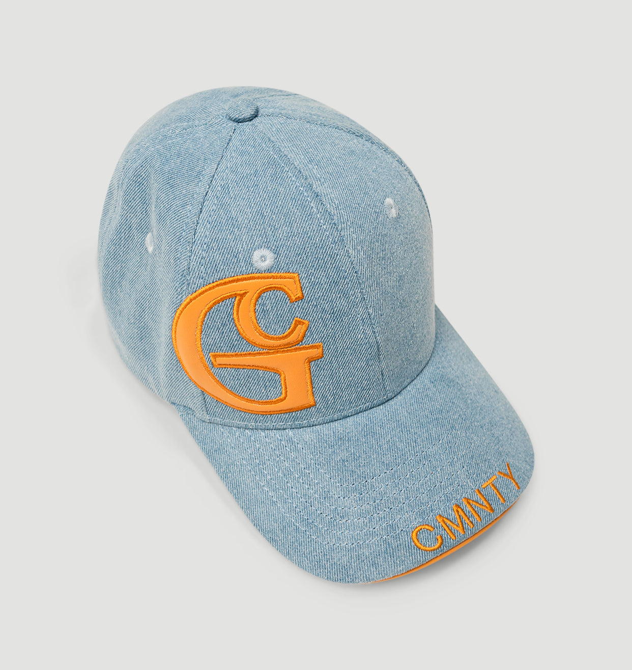 Denim/leather- strap logo ball cap