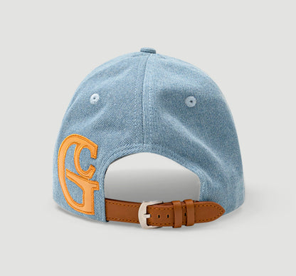 Denim/leather- strap logo ball cap