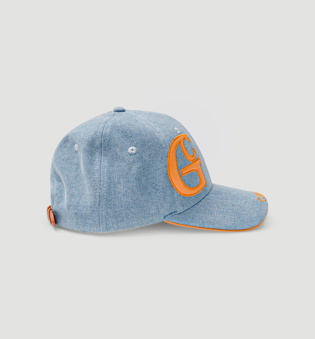 Denim/leather- strap logo ball cap