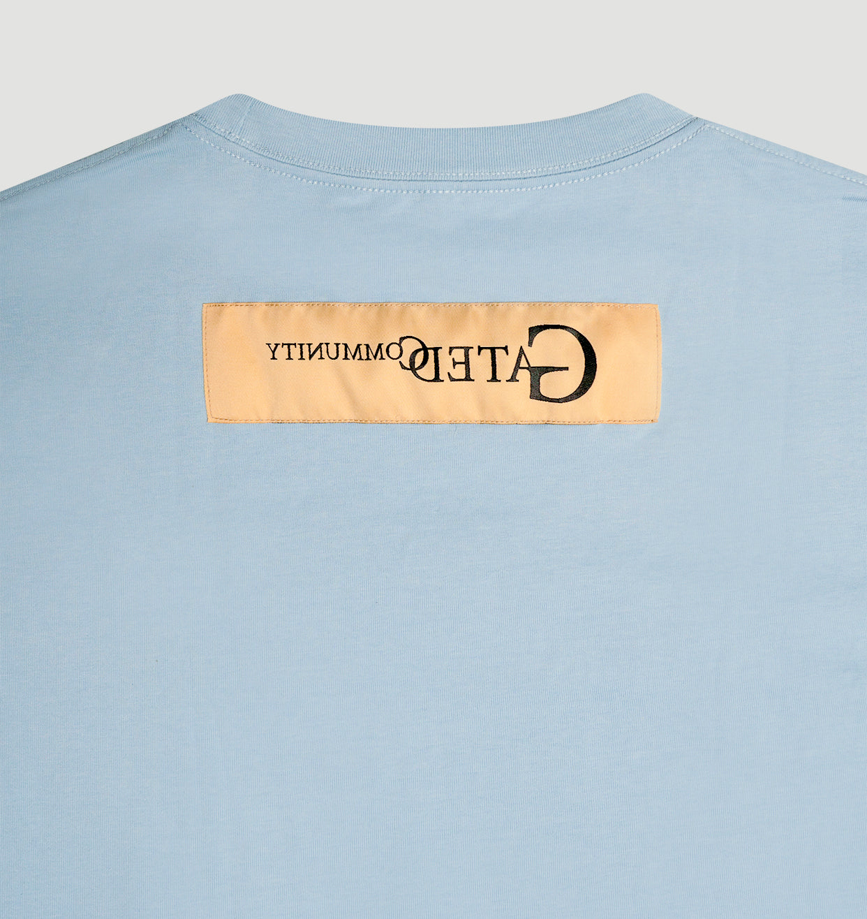 Cerulean blue/ chain stitch tee