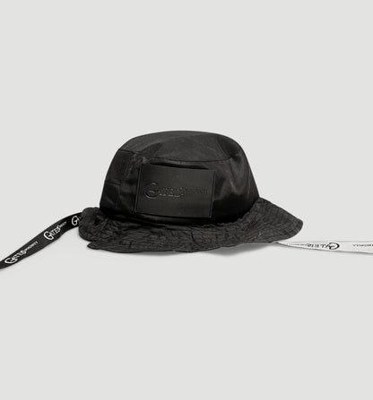 Black/black Leather patch monogram bucket hat