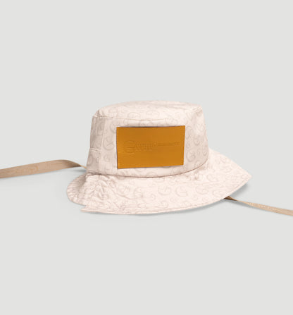 Sail/taupe/beige  Leather patch bucket hat