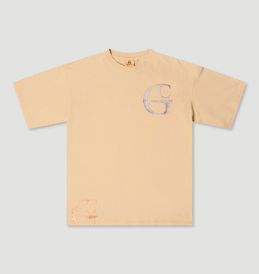 Birch/oyster grey shadow logo tee